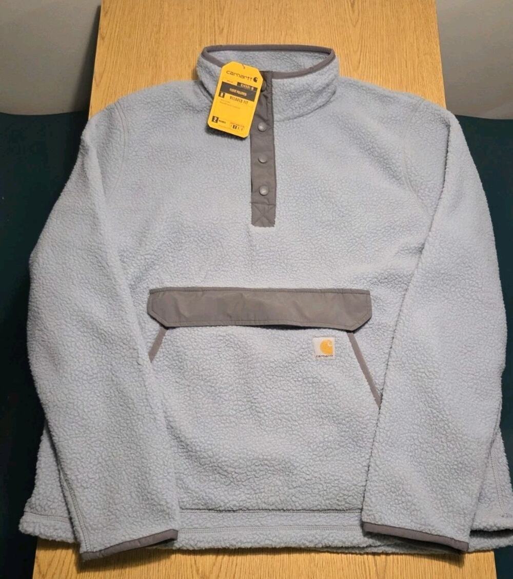 Carhartt Sweatshirt Blue Fleece Sherpa Pullover Relaxed Fit OJ4991M NEW Mens LT